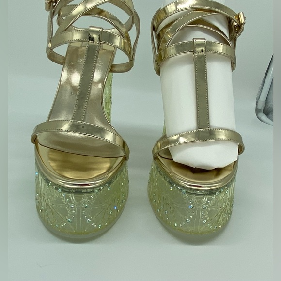 Rare Christian Louboutin Yazefine Platform Metallic Embellished Sandals. Sz37.5 - Picture 7 of 16